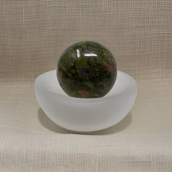 Unikite Sphere Carving Natural Stone Healing Crystal Orange Green 40mm - Picture 3 of 9